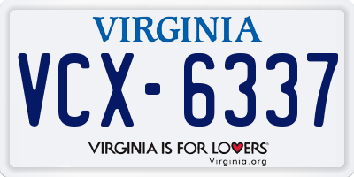 VA license plate VCX6337