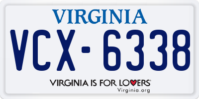 VA license plate VCX6338