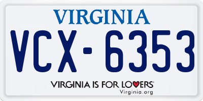 VA license plate VCX6353