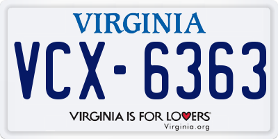 VA license plate VCX6363