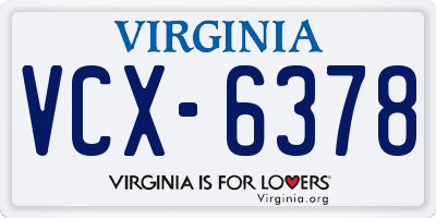 VA license plate VCX6378