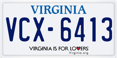 VA license plate VCX6413