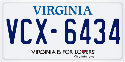 VA license plate VCX6434