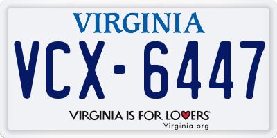 VA license plate VCX6447