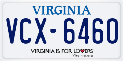 VA license plate VCX6460