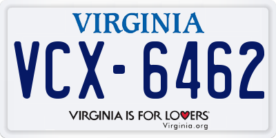 VA license plate VCX6462