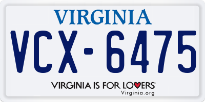 VA license plate VCX6475