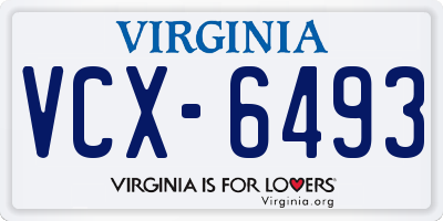 VA license plate VCX6493