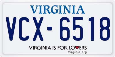 VA license plate VCX6518