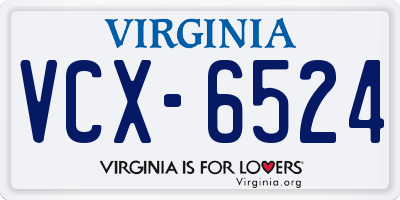VA license plate VCX6524