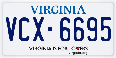VA license plate VCX6695