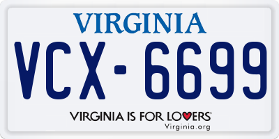 VA license plate VCX6699