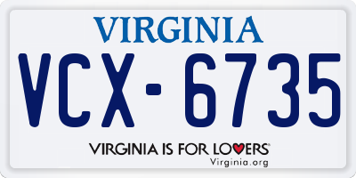 VA license plate VCX6735
