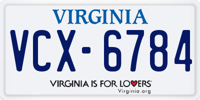 VA license plate VCX6784
