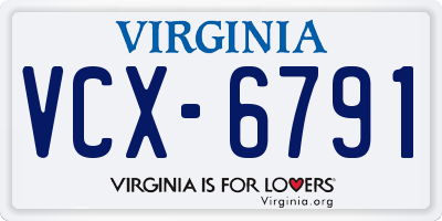 VA license plate VCX6791