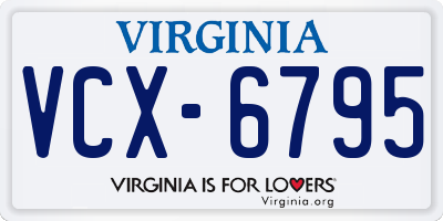 VA license plate VCX6795