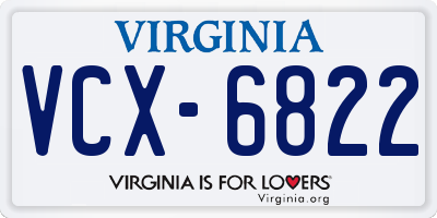 VA license plate VCX6822