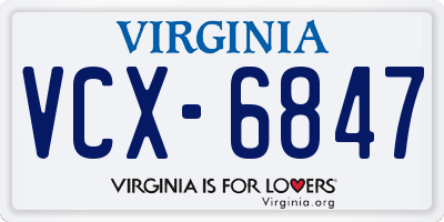 VA license plate VCX6847