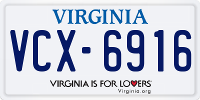 VA license plate VCX6916