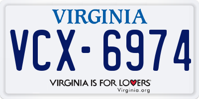 VA license plate VCX6974