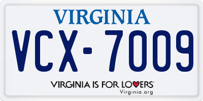 VA license plate VCX7009