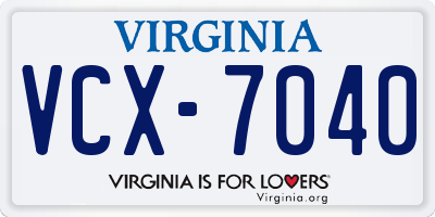 VA license plate VCX7040