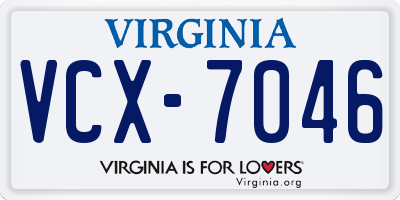 VA license plate VCX7046
