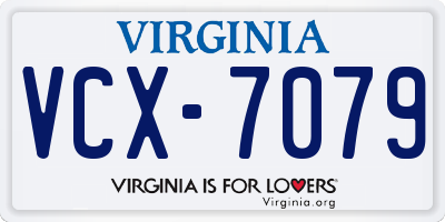 VA license plate VCX7079