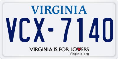 VA license plate VCX7140