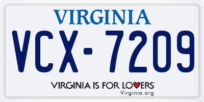 VA license plate VCX7209