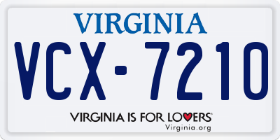 VA license plate VCX7210