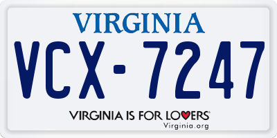 VA license plate VCX7247