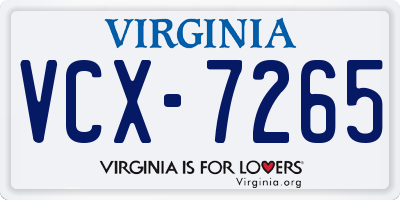 VA license plate VCX7265