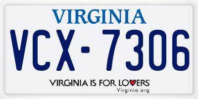 VA license plate VCX7306
