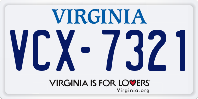 VA license plate VCX7321