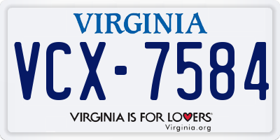 VA license plate VCX7584