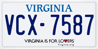 VA license plate VCX7587