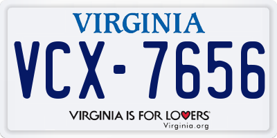 VA license plate VCX7656