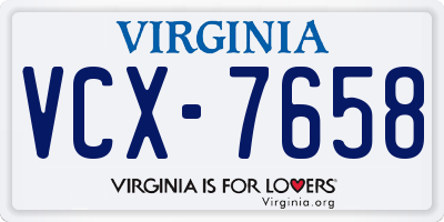 VA license plate VCX7658