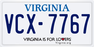 VA license plate VCX7767