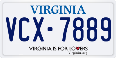 VA license plate VCX7889