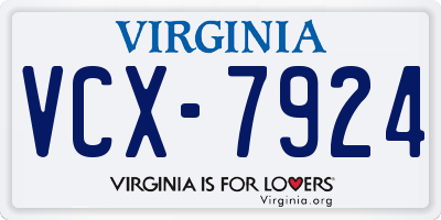 VA license plate VCX7924