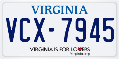 VA license plate VCX7945