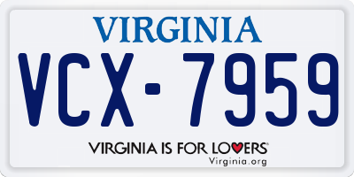 VA license plate VCX7959
