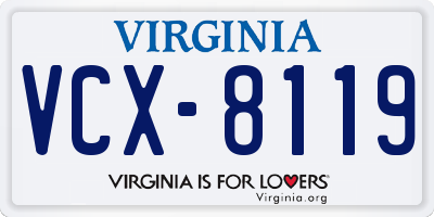 VA license plate VCX8119