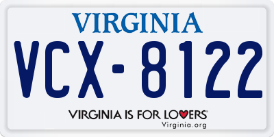 VA license plate VCX8122