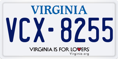 VA license plate VCX8255