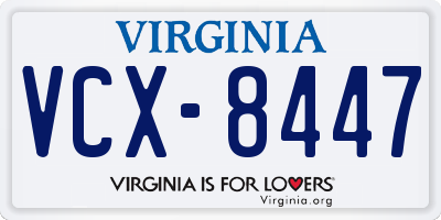 VA license plate VCX8447