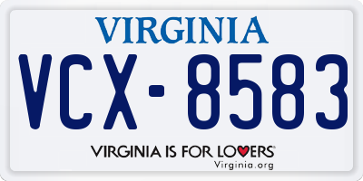 VA license plate VCX8583