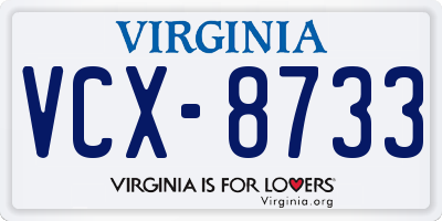 VA license plate VCX8733